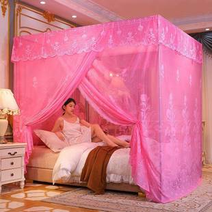 金迪娇单开门落地式伸缩款1.5米1.8宫廷蚊帐公主风双人家用床帘