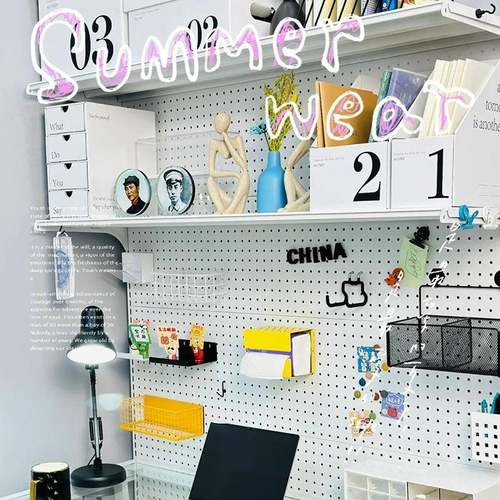 铭添1.6米洞洞板收纳置物架五金书桌书架组合少女超市货架展示架