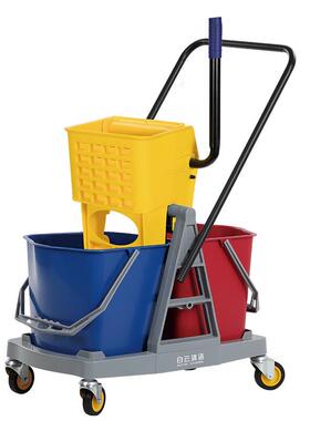 白云小号双桶榨水车34升柞水车挤水桶地拖把桶移动炸水车AF08075