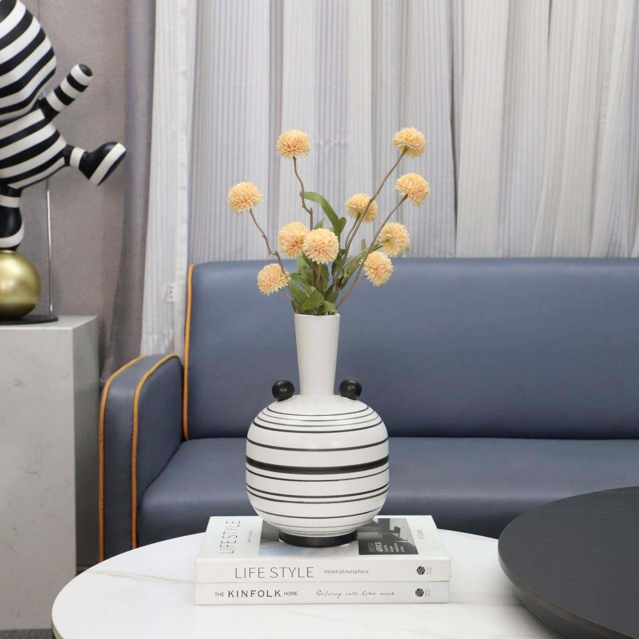北欧创意手绘黑白条纹陶瓷手工花瓶摆件餐厅客厅书房桌面家居饰品,机械设备,其他机械设备,淘宝优惠券,粉丝福利购,淘宝优惠卷