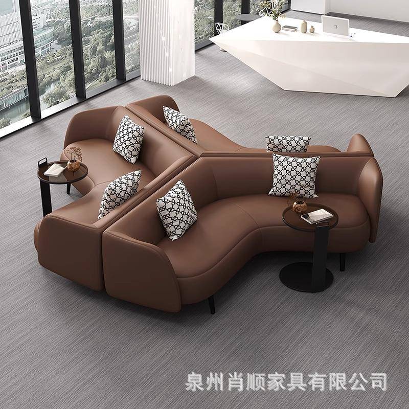 商务大厅接待银休闲皮沙艺沙发异形创意发组合行酒店休息沙区XS-S