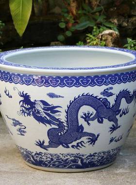 盆陶瓷青花花瓷大花盆睡莲碗莲庭盆养荷花水缸院种铁树HR2dWcYS花