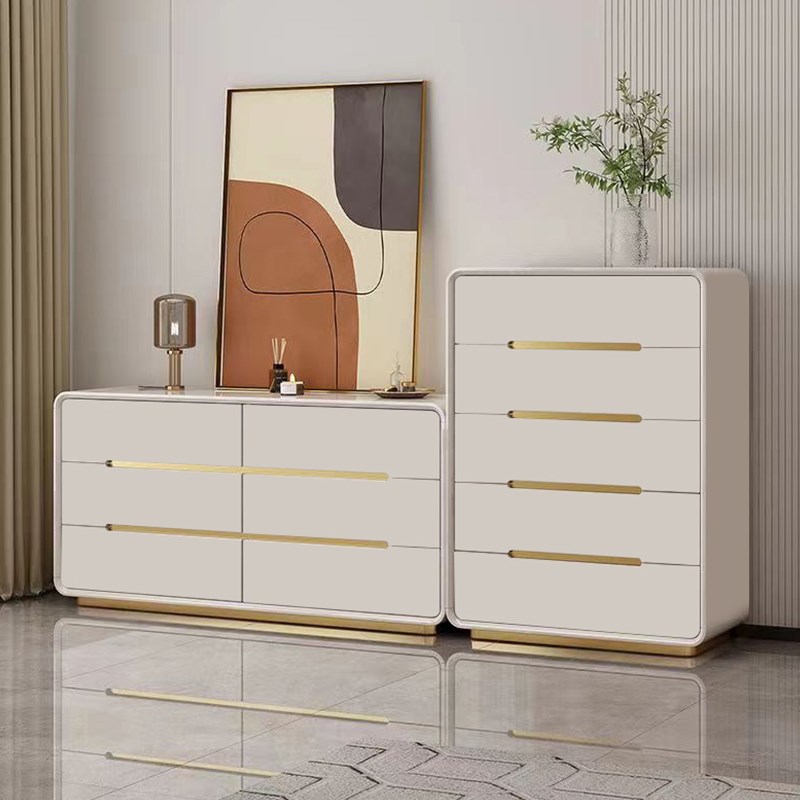 奶油风斗柜简约现代收纳八斗柜家用客厅抽屉M五斗柜卧室实木置物