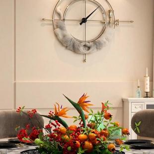 店酒大圆桌动中饰间摆花假F99S9TM7花电转盘装 品摆件包厢餐桌景观