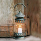 复古做旧铁艺烛台玻璃风灯装 饰怀旧艺术品落地马灯煤油灯摆件道具