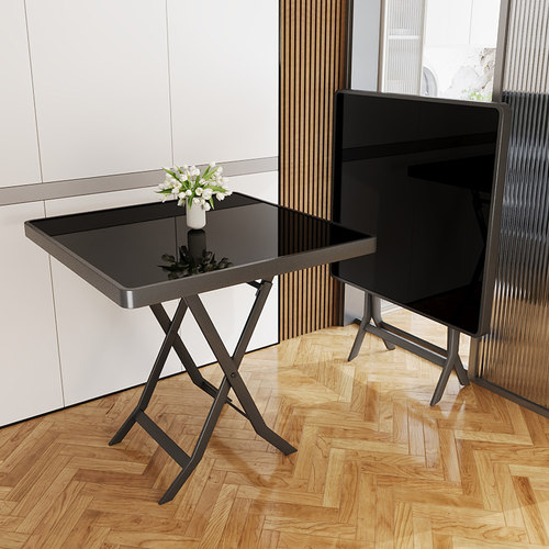 钢化玻璃餐桌四方桌家用小方桌折叠圆桌面桌子正方形阳台桌玻璃桌 - 封面