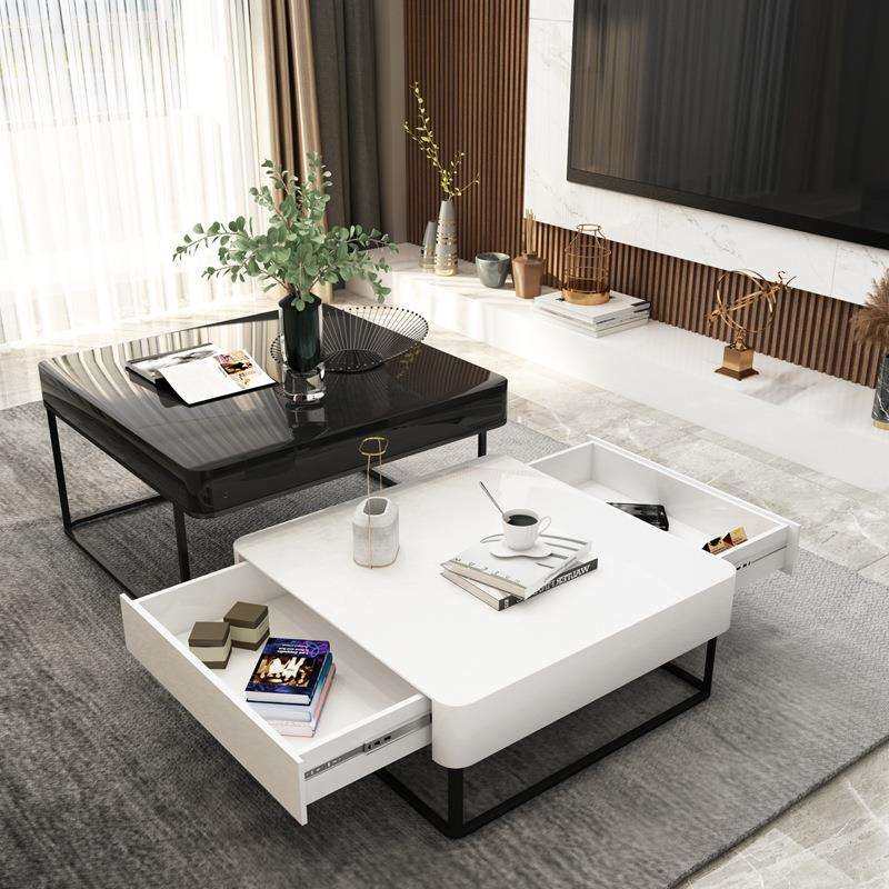 北欧现代简约轻奢客厅创意多功能方形轻奢黑白伸缩茶几玻璃组合,农用物资,其他肥料,淘宝优惠券,粉丝福利购,淘宝优惠卷