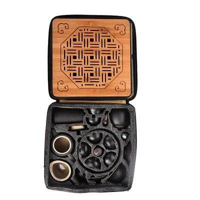 旅行黑陶功夫陶瓷茶具套装家用简约现代茶杯盖碗壶小型泡茶便携包