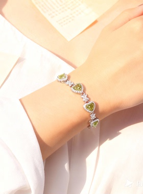 复古风爱心水晶手链女银色