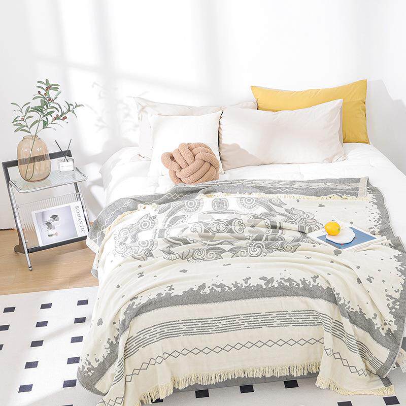 莎舍夏季多层全棉纱布毛巾被纯棉单人办公室薄午睡毯被子沙发盖毯