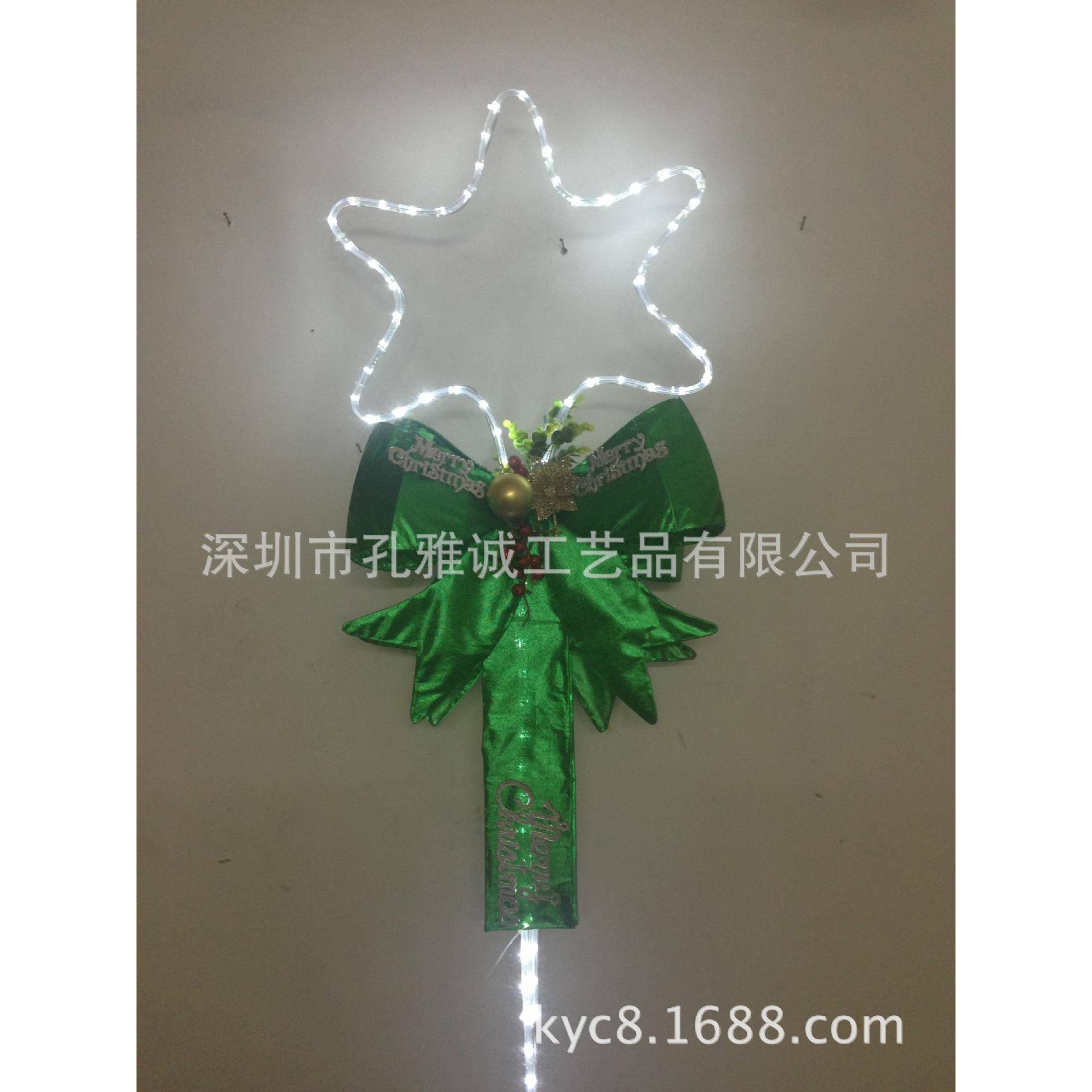 圣诞蝴蝶结 圣诞挂饰 圣诞雪花 LED圣诞装饰 铁艺装饰道具
