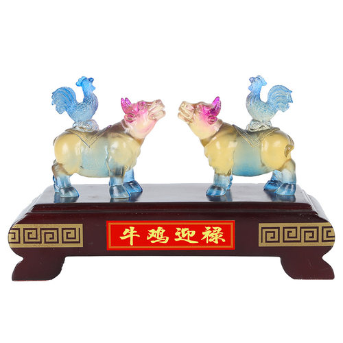属蛇2022虎年吉祥物牛鸡迎禄摆件生肖蛇水琉璃招财客厅办公室摆设