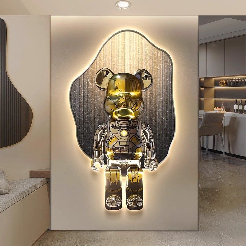 氛围灯玄关暴力熊装饰画潮流LED灯光画入户进门客厅挂画餐厅壁灯