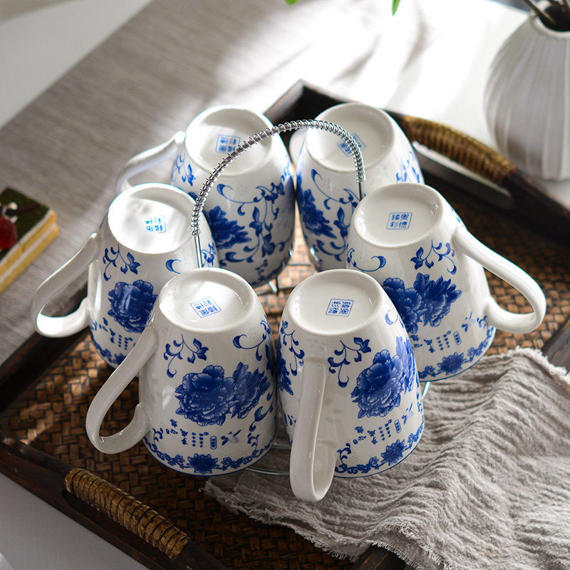 家用水杯杯子套装陶瓷茶杯陶瓷杯客厅喝水杯大容量瓷杯泡茶复古杯