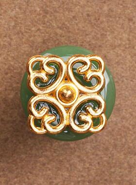 祥云玻璃花纹扣HRX袍国潮玉石纽扣唐装汉服仿古风旗手缝扣子风金
