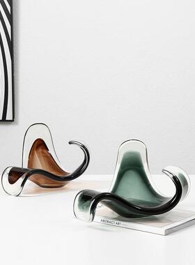 现代简奢高级三角形玻璃果别墅客厅餐桌FB-ZS221零弯食盘琉璃装饰