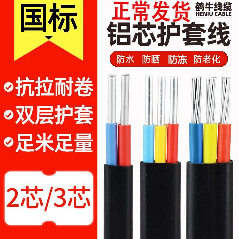 国标2芯3芯电缆线铝芯家用户外电线 4 6H 10 16平方架空铝线护套