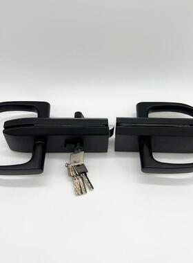 经典开黑色办公室执手锁单开双开玻璃QL-002门锁隔断高横向把压锁