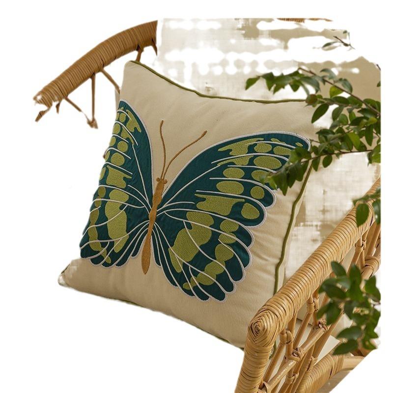 新蝴蝶5StF5aKD美式田园款刺绣北欧沙发抱枕床头欧靠垫客厅靠轻奢