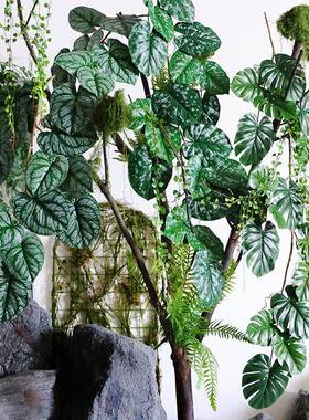 仿绿植龟真花背叶藤餐厅客厅装饰人造绿叶TJQ藤蔓枝仿真壁挂条假