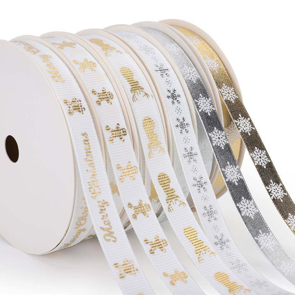 厂家现货圣节烫金刷带高丝档诞礼品鲜UST花包装带手印工DIY织带