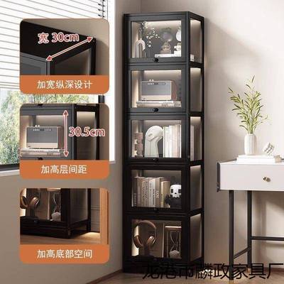 北欧柜书单柜防尘仿玻璃门实木带门储物柜收纳用展示柜非家EHZ小