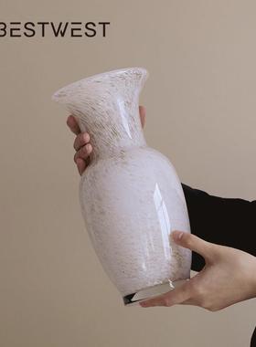 轻奢风暖灰玻璃花瓶HD2510摆件复古水器培客厅面桌摆插花装饰花样