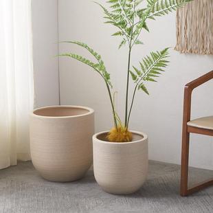 大口径高陶瓷花盆磨砂质感透家气装 办ICP公通深用高档绿植地落摆