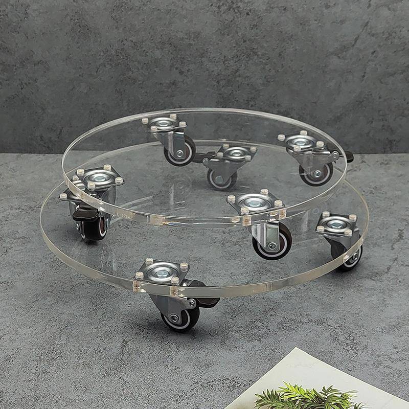 花轮盆托透盘KRS带盘轮可移动托架明亚克力底盘花带万向滚轮底座