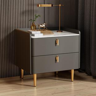 主卧岩床头柜K33轻奢现高级感40cm宽卧室简约小代板实木床边收纳