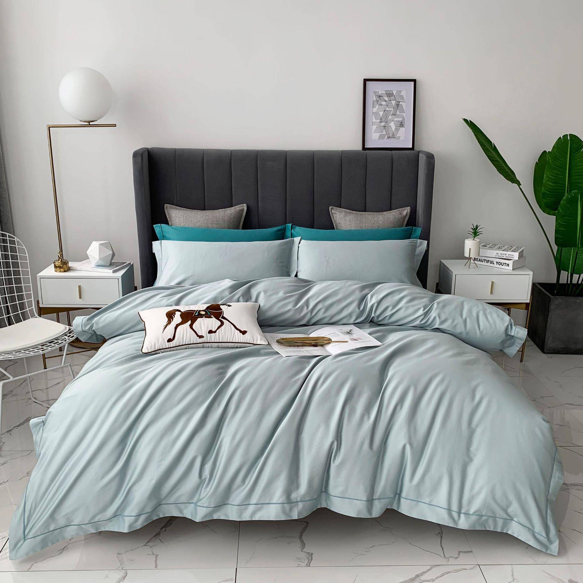 00支高档缎面店件家用民宿宿舍纯棉床上用品四套WR-100S0酒纯色夏