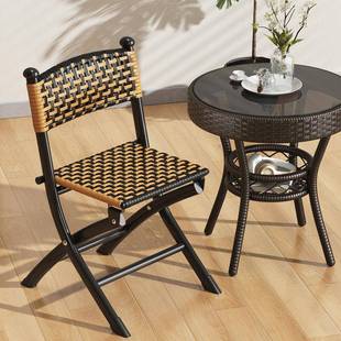 闲藤藤椅阳台用休凳子椅子靠背椅编织编家折叠XLX椅单人户外桌椅