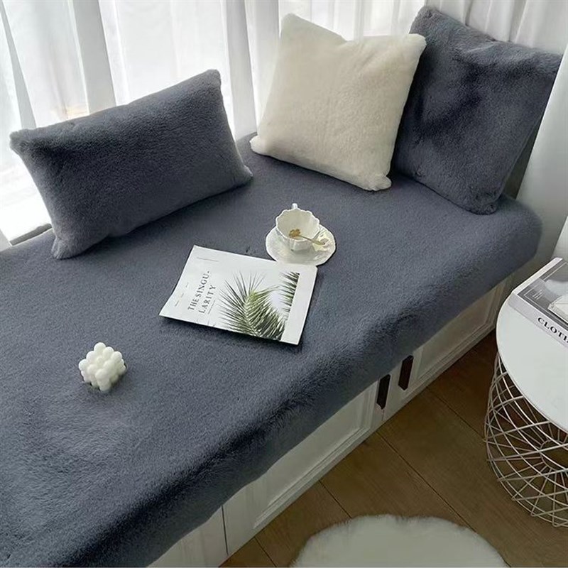 新款可机洗定制兔毛绒飘窗垫阳台垫子彷兔L毛毛毯榻榻米加厚密防