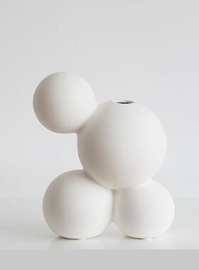 ins风现代瓶侘寂花陶创瓷白色厅艺术花器客桌面意装OCO饰品摆件