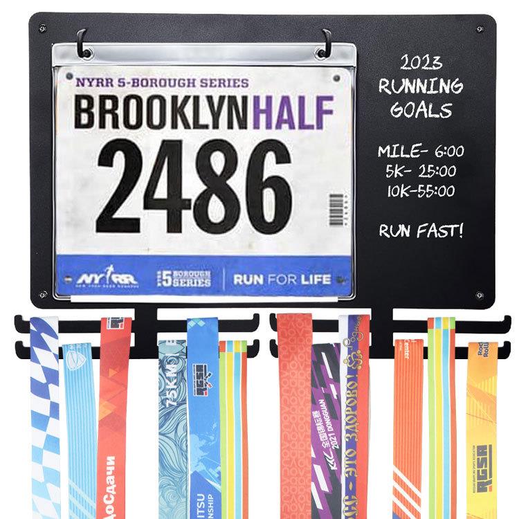 金属壁挂式牌挂展架马钩拉松跑步方形奖牌奖架JPJ24018示带号码布