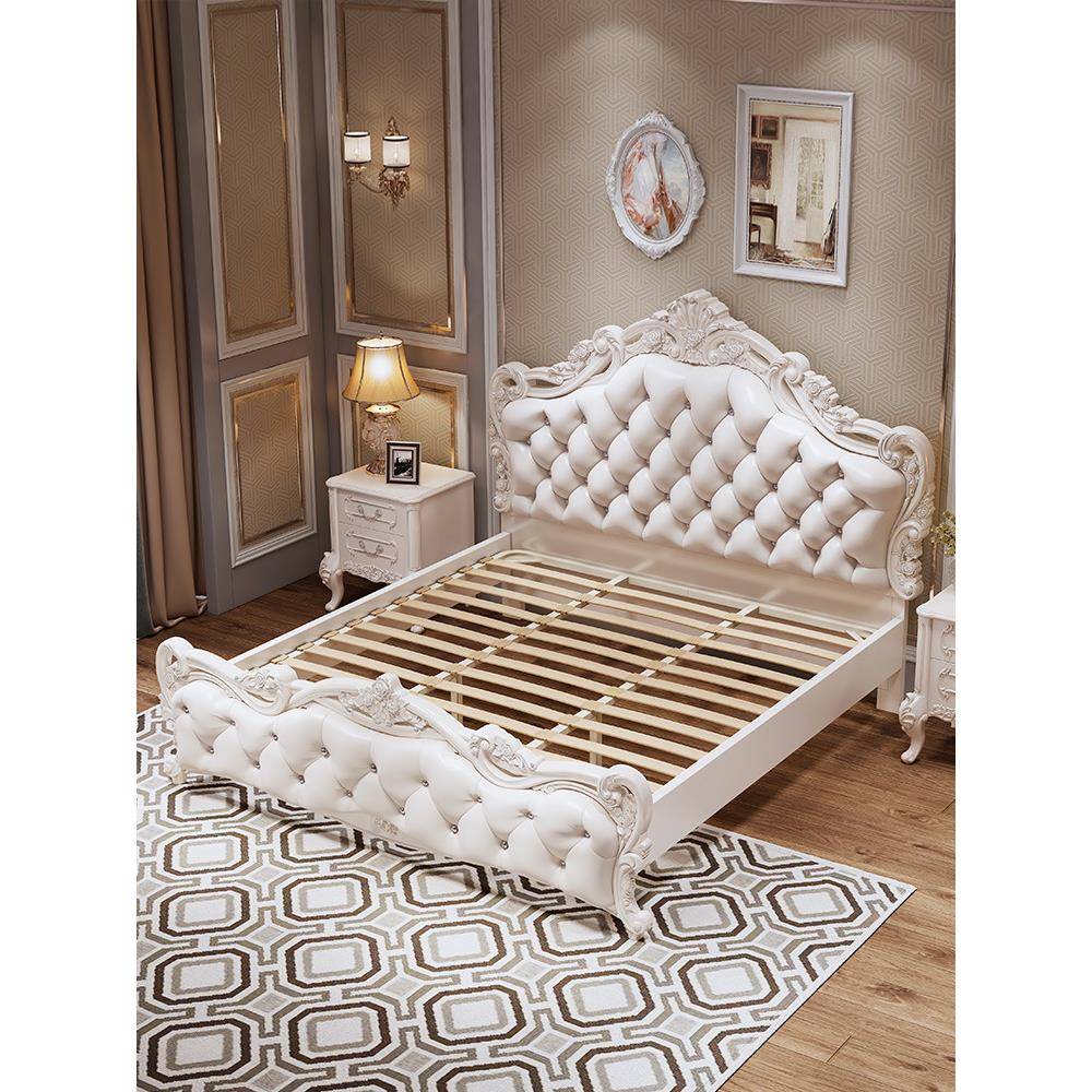 欧简式床主卧室现代木约粉风实公主床fx01女孩双人床1.8米婚床色