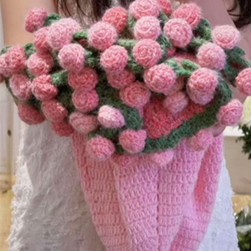 轻岚渐变玫瑰送花束毯子diy材料毛线包手工编织闺朋友FVO蜜礼物