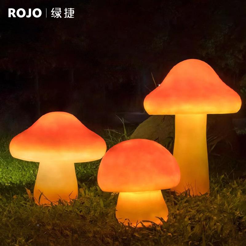 l玻ed发光仿真蘑菇太灯阳能璃rojo-536户外钢雕塑庭院别墅园林装