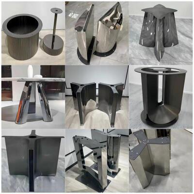 9脚W不锈架钢餐底座玄关桌茶几支岩板圆KMK桌金属桌架子轻奢大理