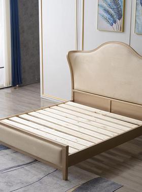 美式公轻奢实19591木床1.8双人米床15m欧式主床储物床主卧.软靠床