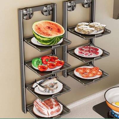 厨房备挂菜置物架可AAI折叠多层配菜盘家用壁多盘功能收纳吸备菜
