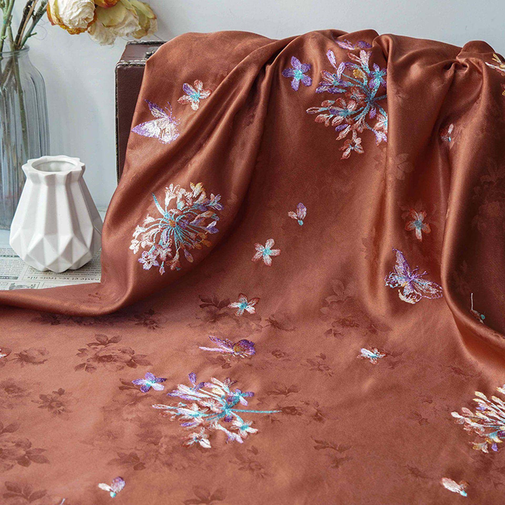 新中重式工绣花织锦缎面料花国风旗袍暗马甲纹提HH5393-3布料