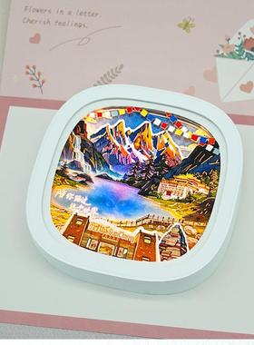 新款小稻城冰夜灯冰箱稻城国潮礼品光影旅行游家旅用纸贴雕四川箱