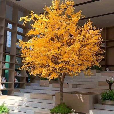 端银杏树仿真1231绿植假橱装饰造景室内外简约景树窗高观落地大型