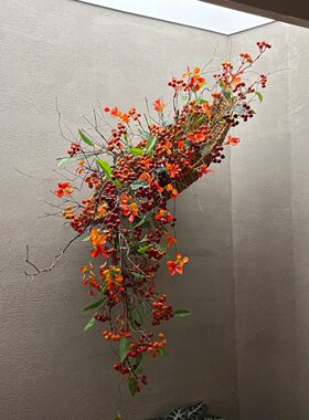 仿真发财果植物吊饰壁挂商业美陈花艺悬挂装饰面橱窗布置酒店会所