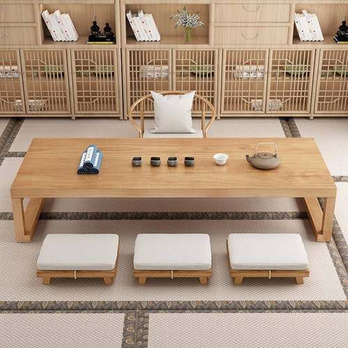 日式榻榻茶桌米阳飘窗桌BUT茶几坐地桌禅意矮茶台茶室台实木茶桌