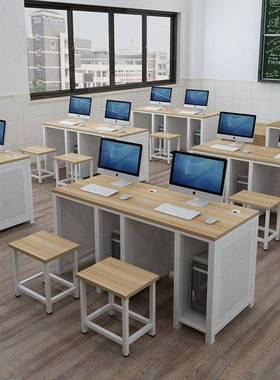 学生校机房电HKK脑桌隔板微机室双桌人电脑中小学教室微机房学桌