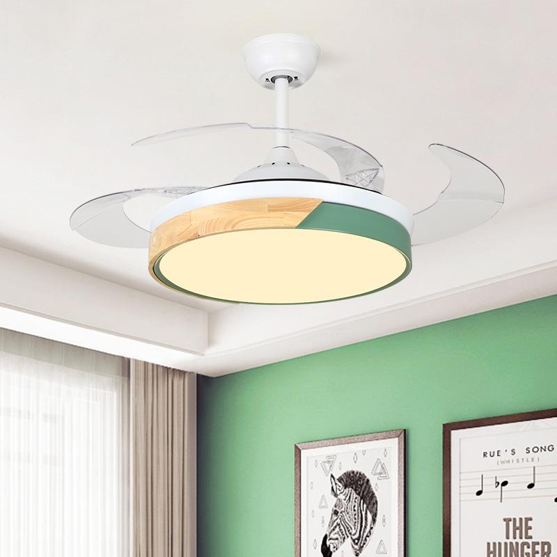 木艺风扇灯吸顶风扇灯卧形室TIMRENCE扇风扇灯隐电扇灯简约代现客