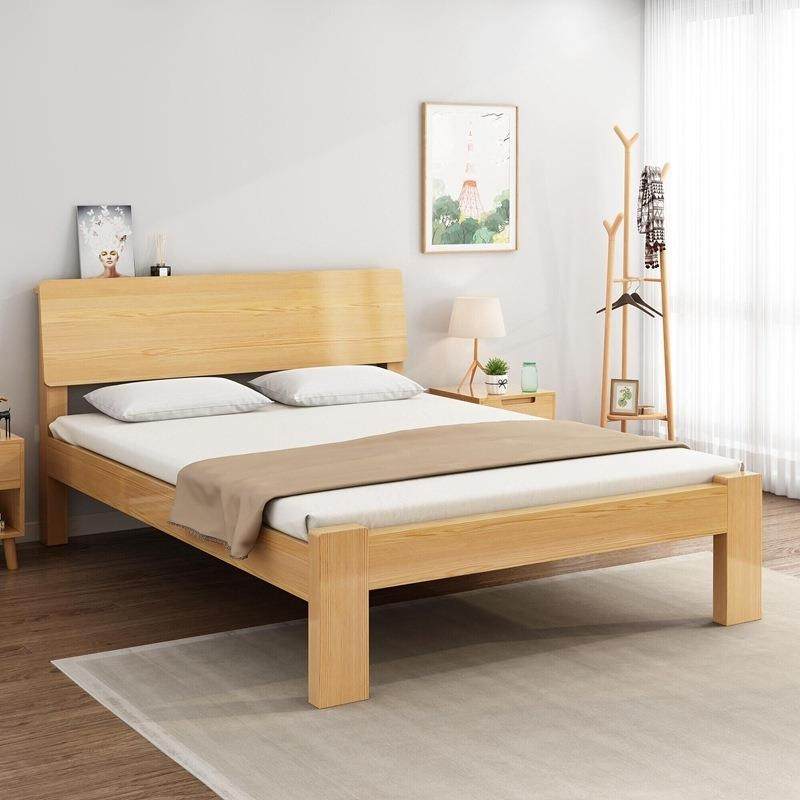 加厚887新款床实木现代简约1米2一五米的双人床床1米5松木工厂直