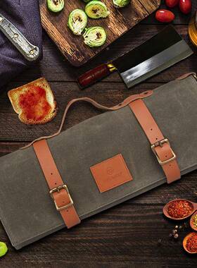 Portable厨房刀具收纳包油蜡帆布便防刮折叠厨师包携大容西量主餐